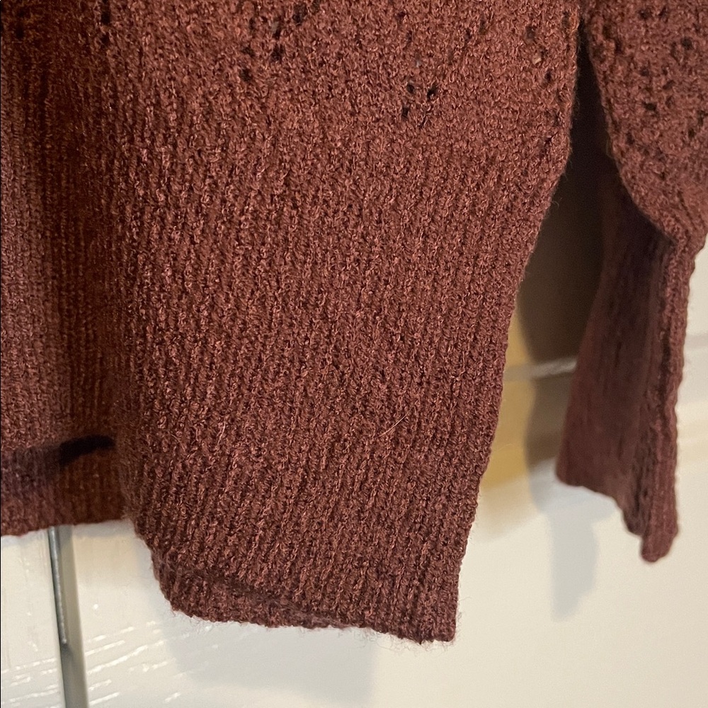 Oversized Eyelet Knit Top, Women’s M, Brown - Picture 5 of 8